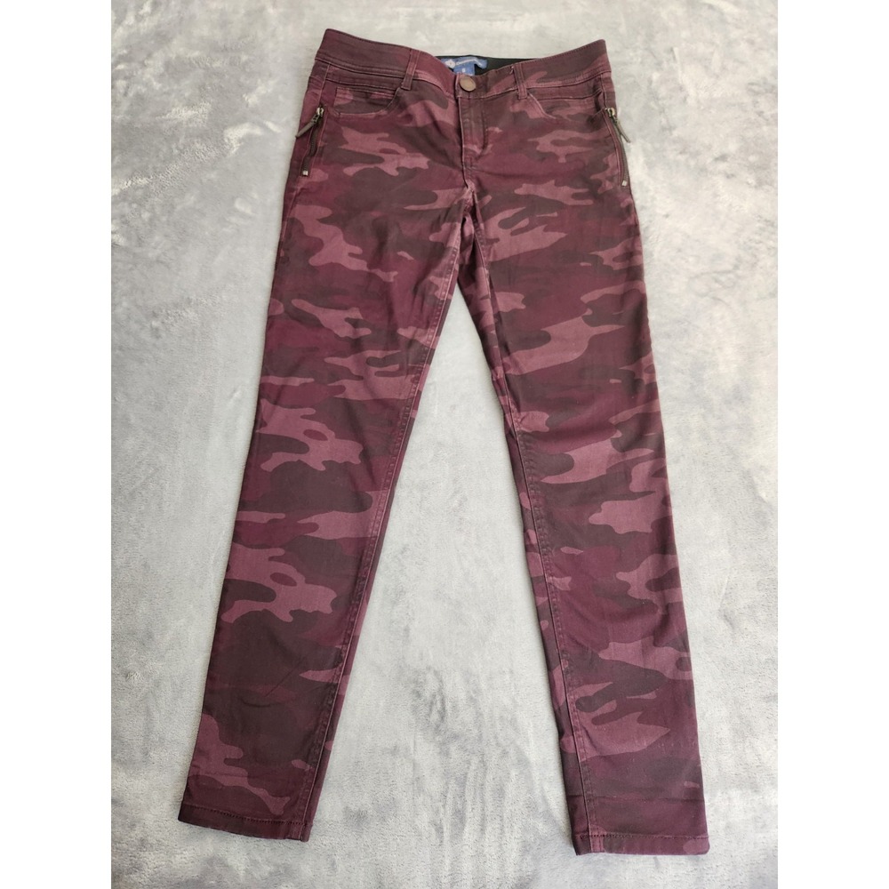 Democracy Women's Maroon Camo Ab Solution Stretch Pants 8 Raisin Red Purple